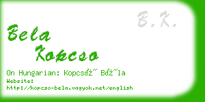 bela kopcso business card